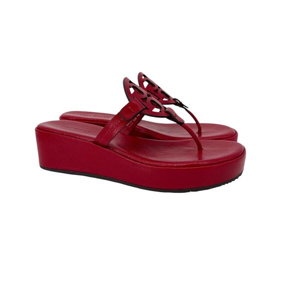 TORY BURCH Miller Wedge Sandal in Tory Red 7 - Picture 1 of 9